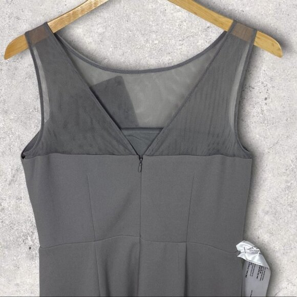 NWT Nordstrom JS Collection Silver Grey Illusion Neckline Sheath Cocktail Dress - Picture 5 of 15